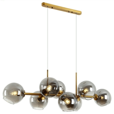 8-light Island Lamp Fixture Ultra-Modern Style Ball Shape Metal Pendant Lighting