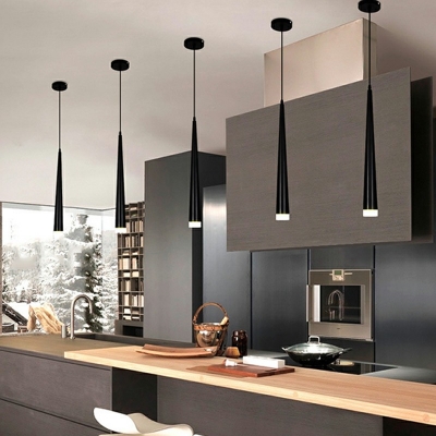 Black Funnel Pendant Lighting Fixtures Modern Style Metal 1 Light Pendant Ceiling Lights