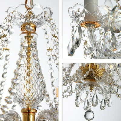 Ceiling Pendant Light Candle Shade Modern Style Crystal Hanging Lamp Kit for Living Room