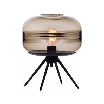Contemporary Drum Night Table Lamps Metal and Glass Table Lamp for Bedroom