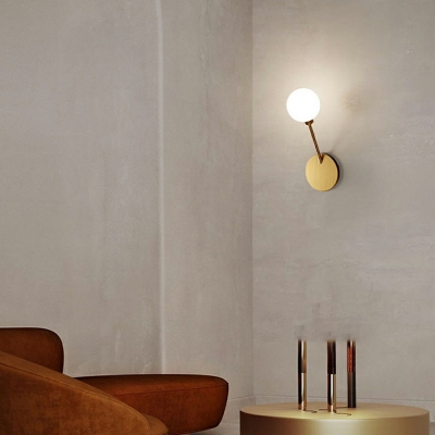 Gold Circle Wall Light Fixture Modern Style Metal 1-Light Sconce Light Fixture