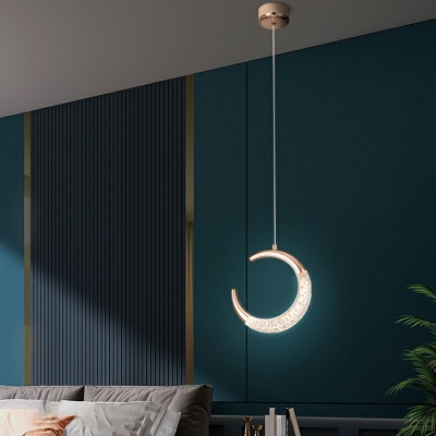 Hanging Light Fixtures Round Shade Modern Style Acrylic Pendant Light Fixtures for Living Room