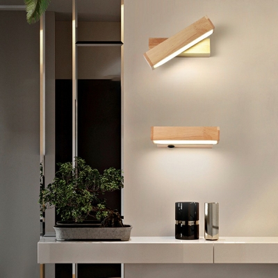 Linear Wall Sconce Lighting Modern Style Wood 1 Light Wall Lighting Fixtures in Yellow