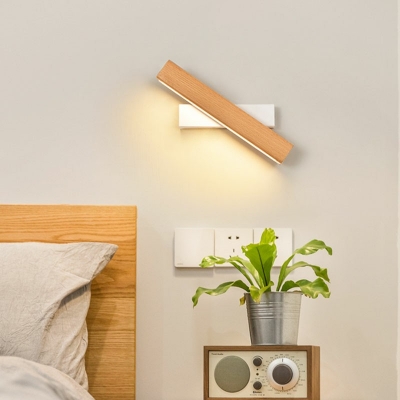 Linear Wall Sconces Lighting Fixtures Wood Adjustable Wall Mounted Lamps for Bedroom