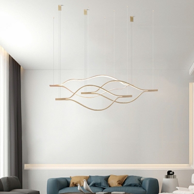 Metal Acrylic LED Hanging Light Nordic Style Linear Pendant Light for Dinning Room