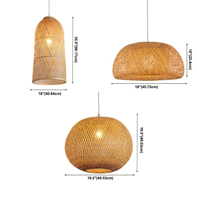 Pendant Lighting Hat Shade Modern Style Bamboo Hanging Chandelier for Living Room