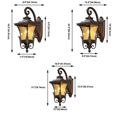 Retro Style Metal Wall Lamp Postmodern Style Glass Wall Light for Courtyard