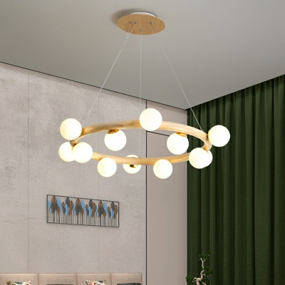 White Pendant Light Globe Shade Simplicity Style Glass Drop Lamp for Living Room
