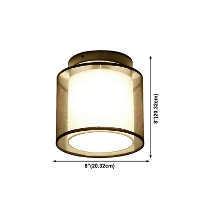 1-Light Flush Mount Lighting Traditional Style Cylinder Shape Fabric Ceiling Lamp