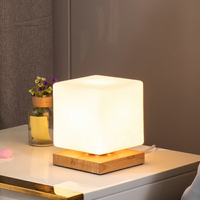 1-Light Nordic Creative Geometric Nightstand Lamps Glass Table Lamp for Bedroom