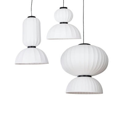 1-Light Pendant Lighting Fixtures Modernist Style Bowl Shape Fabric Suspension Lamp