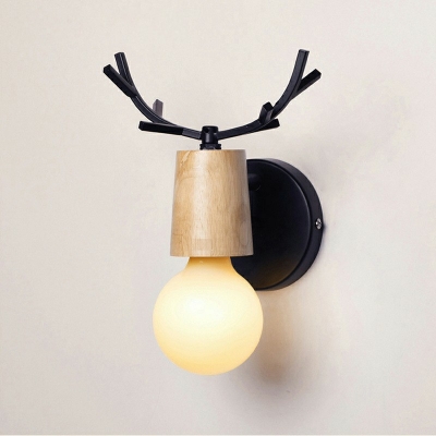 1-Light Sconce Lights Kids Style Antlers Shape Metal Wall Lighting Ideas