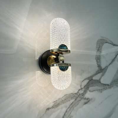 2 Light Crystal Wall Mounted Light Fixture Modern Wall Sconce Light for Bedroom