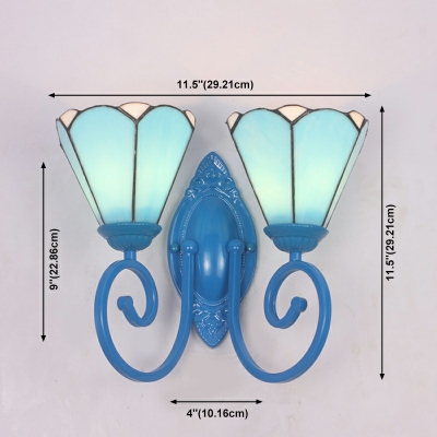 2-Light Sconce Lights Tiffany Style Cone Shape Metal Wall Mount Light Fixture