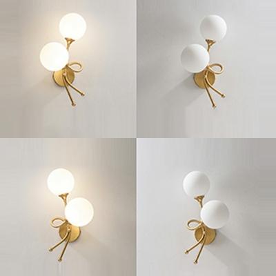 2-Light Wall Mounted Lighting Traditional Style Ball Shape Metal Sconce Lights