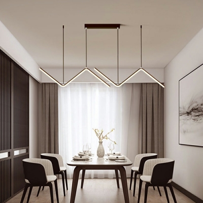 2 Lights Curve Shade Hanging Light Modern Style Acrylic Pendant Light for Living Room