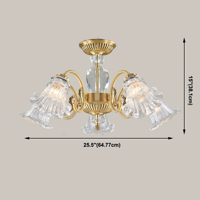 American Style Chandelier 5 Head Glass Vintage Ceiling Chandelier for Living Room