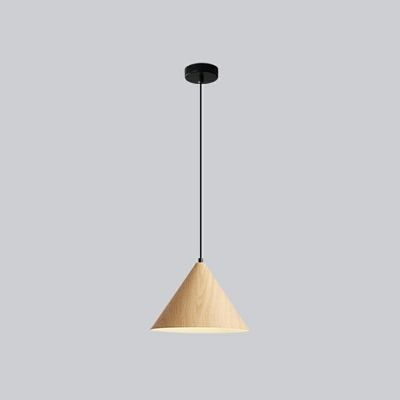 Suspended Lighting Fixture Cone Shade  Modern Style Wood Ceiling Lamp for Living Room