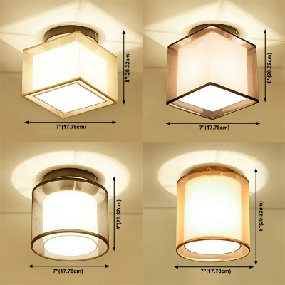 Fabric 1 Light Ceiling Mounted Fixture Traditional Asian Vintage Ceiling Light Fixtures for Living Room