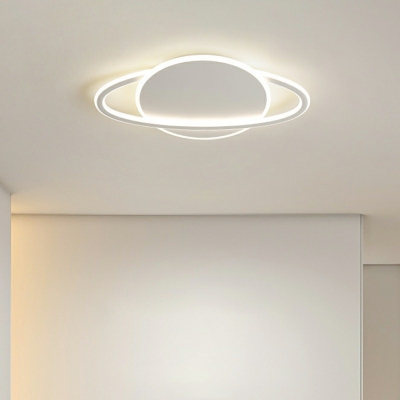 Geometric Flush Light Fixtures Modern Style Metal 1-Light Flush Mount Lighting in White
