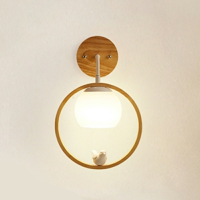 Globe Wood Wall Mounted Light Fixture 1 Light Modern Basic Wall Sconce for Bedroom