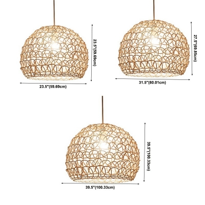 Hanging Lights Globe Shade Modern Style Rattan Pendant Light Fixtures Light for Living Room