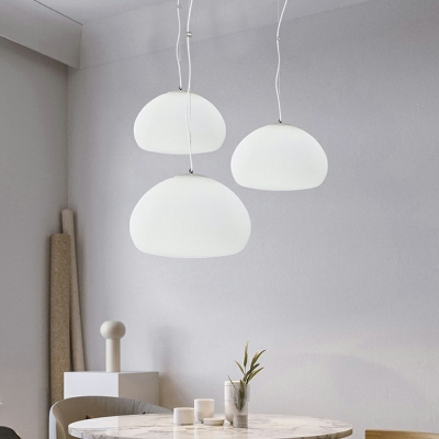Nordic Dome Tapered Pendant Light Frosted White Opal Glass Ceiling Pendant Light