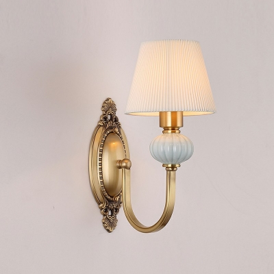 Postmodern Style Wall Mounted Lights Yellow Fabric Shade Wall Sconce Lighting for Bedroom