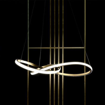 White Chandelier Lamp Linear Shade Modern Style Acrylic Pendant Light for Living Room