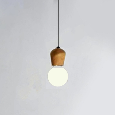 Wood Globe Pendant Lighting Fixtures Modern Minimalist Hanging Light for Bedroom