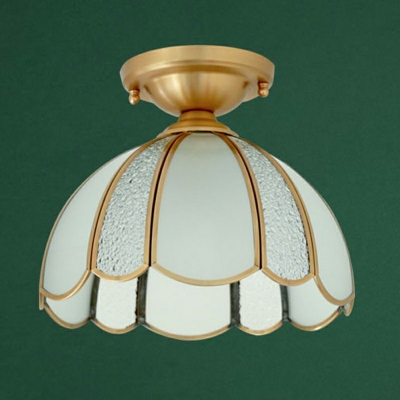 1-Light Flush Mount Chandelier Traditional Style Bowl Shape Metal Ceiling Mounted Fixture
