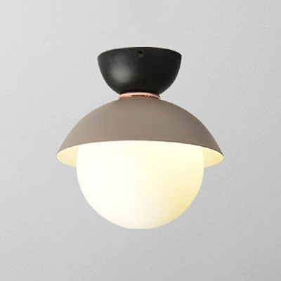 1-Light Flushmount Lighting Contemporary Style Globe Shape Glass Ceiling Mounted Fixture