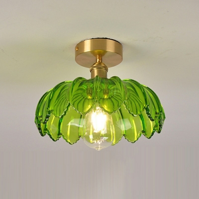 1-Light Flushmount Lighting Minimalism Style Barn Shape Glass Ceiling Light Fixtures