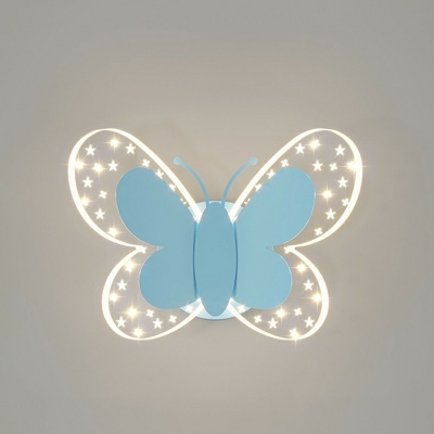 1-Light Sconce Lights Kids Style Butterfly Shape Metal Wall Mounted Lamp