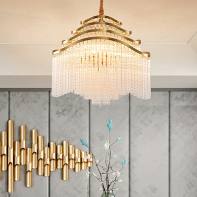 12-Light Chandelier Lighting Simplicity Style Waterfall Shape Metal Hanging Ceiling Light