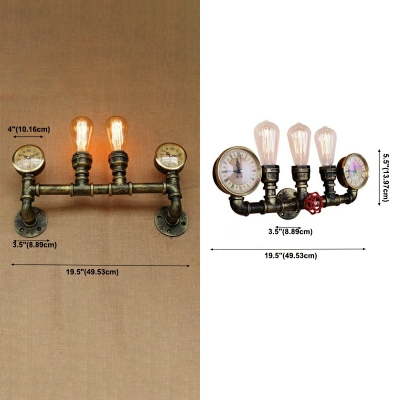 2-Light Sconce Light Vintage Style Pipe Shape Metal Wall Mounted Lights