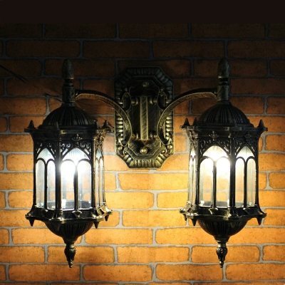 2-Light Sconce Lights Industrial Style Roof Shape Metal Wall Lighting Fixtures