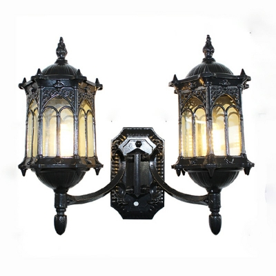 2-Light Sconce Lights Industrial Style Roof Shape Metal Wall Lighting Fixtures