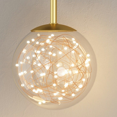 2 Lights Spherical Sconce Light Modern Style Transparent Glass Wall Mount Light in Gold