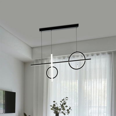 3-light Island Lamp Fixture Minimalist Style Round Shape Metal Pendant Lighting