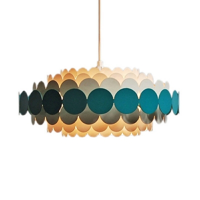 9-Light Chandelier Pendant Light Minimalist Style Geometric Shape Metal Hanging Ceiling Lamp
