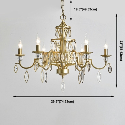 American Style Crystal Chandelier Light Modern and  Simple Candlestick Pendant Light for Living Room