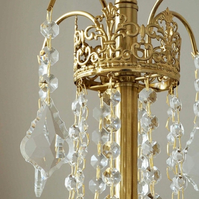 Ceiling Pendant Light Candle Shade Modern Style Crystal Hanging Lamp Kit for Living Room