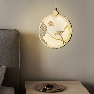 Chandelier Light Fixture Round Shade Modern Style Glass Pendant Light Fixtures Light Third Gear for Living Room