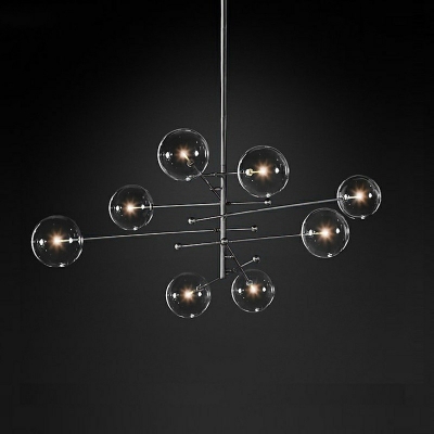 Clear Ceiling Lamp Globe Shade Modern Style Glass Chandelier Pendant Light for Living Room