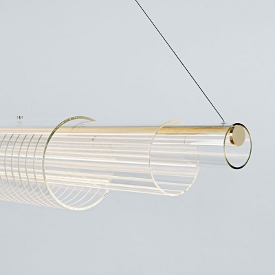 Glass Linear Island Chandelier Lights Moderen Minimalism Pendant Light Fixtures for Dinning Room