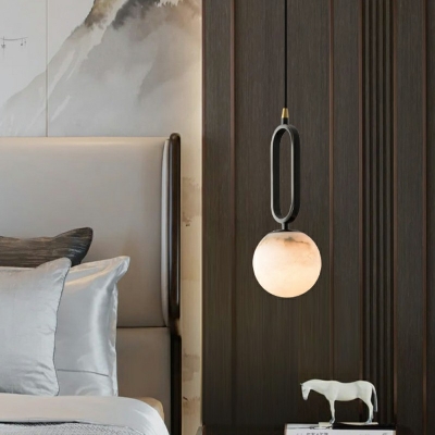 Globe 1 Light Stone Hanging Pendant Lights Modern Minimalist Ceiling Lamp for Bedroom