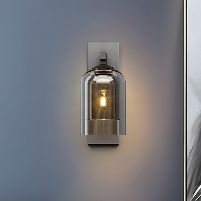 Industrial Style Wall Light Fixture 1 Light Glass Flush Mount Wall Sconce for Living Room Bar
