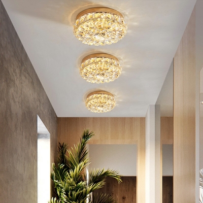 Led Flush Ceiling Lights Round Shade Modern Style Crystal Led Flush Light Third Gear for Dining Room