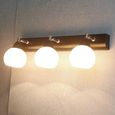 Traditional Vanity Wall Light Fixtures Glass and Metal Flush Mount Wall Sconce for Bathroom